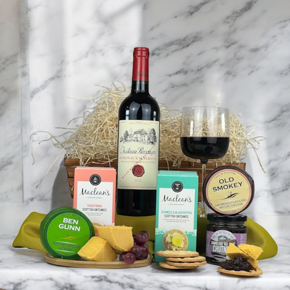Cheese and Wine Gift Hamper Basket Set