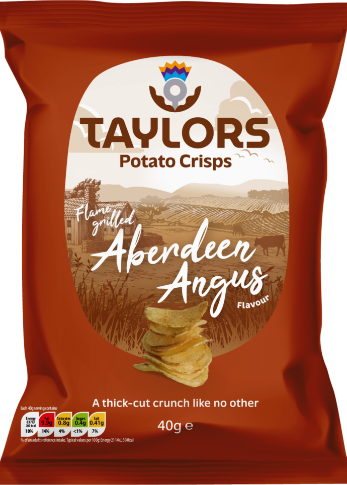 Flame Grilled Aberdeen Angus Potato Crisps Taylors 40g