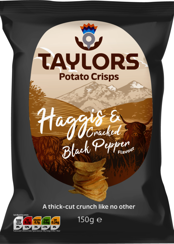 Haggis & Cracked Black Pepper Flavour Potato Crisps Taylors 40g