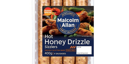 Pack of Malcolm Allan Hot Honey Drizzle Sizzlers on a white background