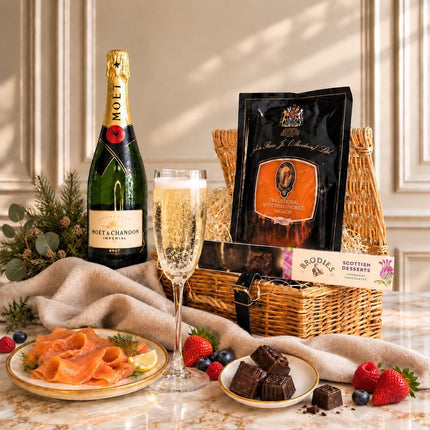 Champagne, Smoked Salmon & Chocolate Gift Hamper - Scottish Store & Deli