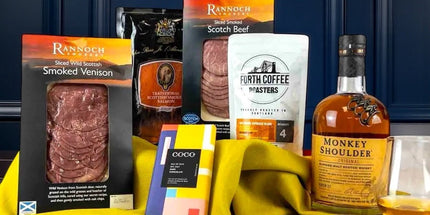 Speyside luxury Scottish hamper with Monkey Shoulder whisky, smoked meats, salmon and artisan treats