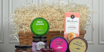 Artisan cheese selection hamper with Isle of Kintyre cheeses, chutneys and oatcakes from Scottish Hampers