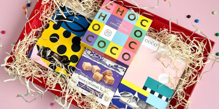 Luxury Box of Treats featuring Scottish tablet, artisan chocolates, Marc de Champagne truffles and salted caramel fudge